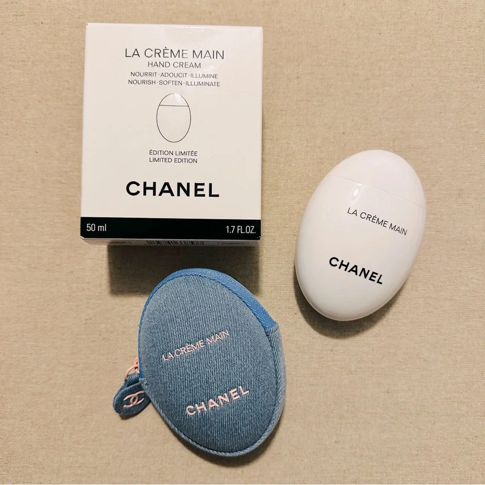 Chanel | Limited Edition | La Crème Main Hand Cream with Zippered Denim Pouch